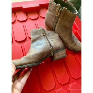 Sam Edelman Boots Womens 7 Petty Ankle Booties Side Zip Brown Leather Heels